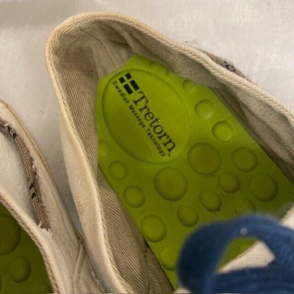 TRETORN Otto White Navy Blue Canvas Mens 8.5 Womens 10 Boat Deck Shoes Sneakers - Picture 6 of 8